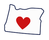 Outline of Oregon with a heart Outline of Oregon with a heart